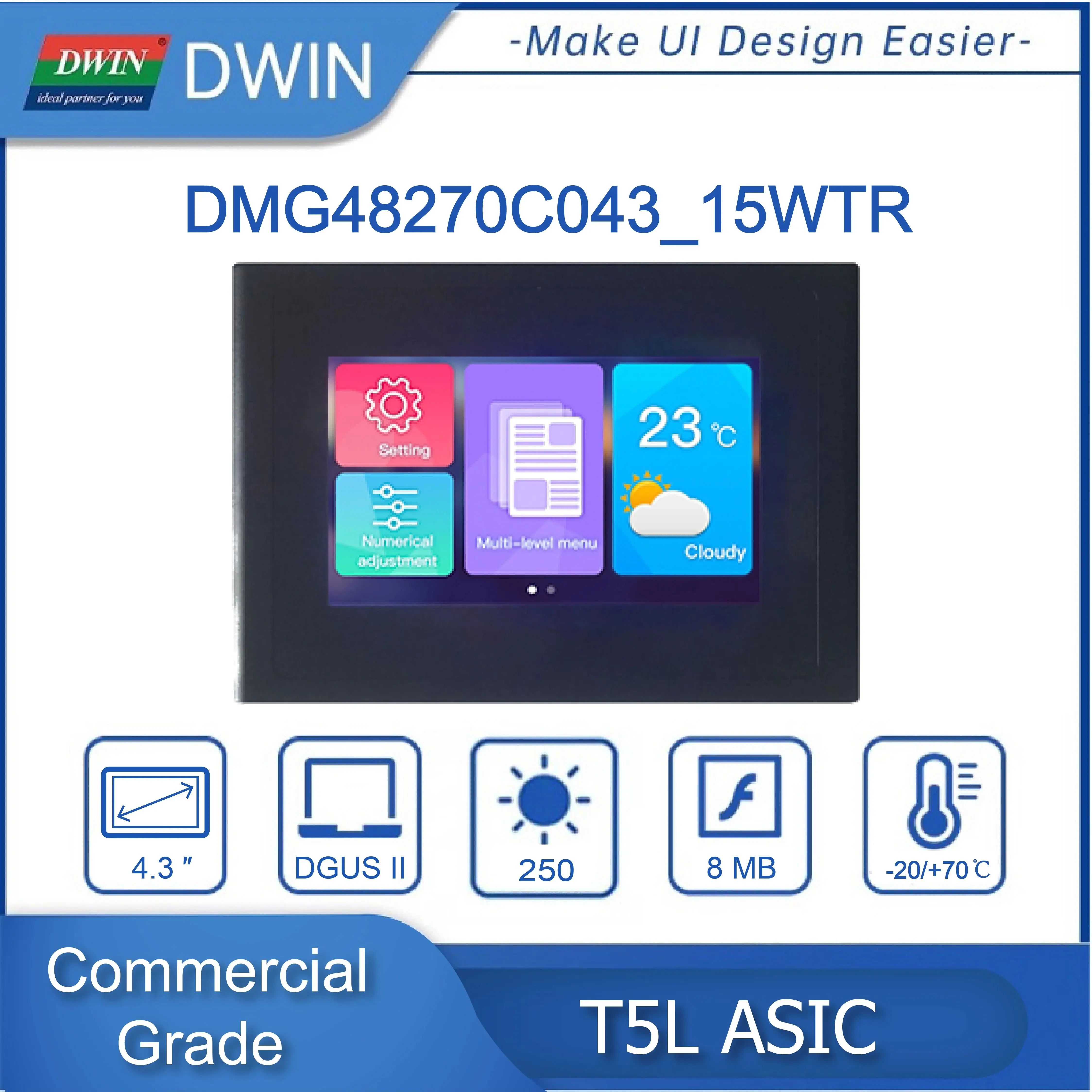 DWIN 4.3/7.0/10.1 DGUS2 Commercial Grade HMI LCD Display Resistive Touch Screen With Shell Connect With PLC/Arduino/STM32 display module,lcd display module,touchscreen display