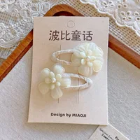 Minimalist Beige Hair Barrettes Korean BB Clip with Lace Pearl Accents Elegant Aesthetic Hair Clips for Women Girls - Image 5