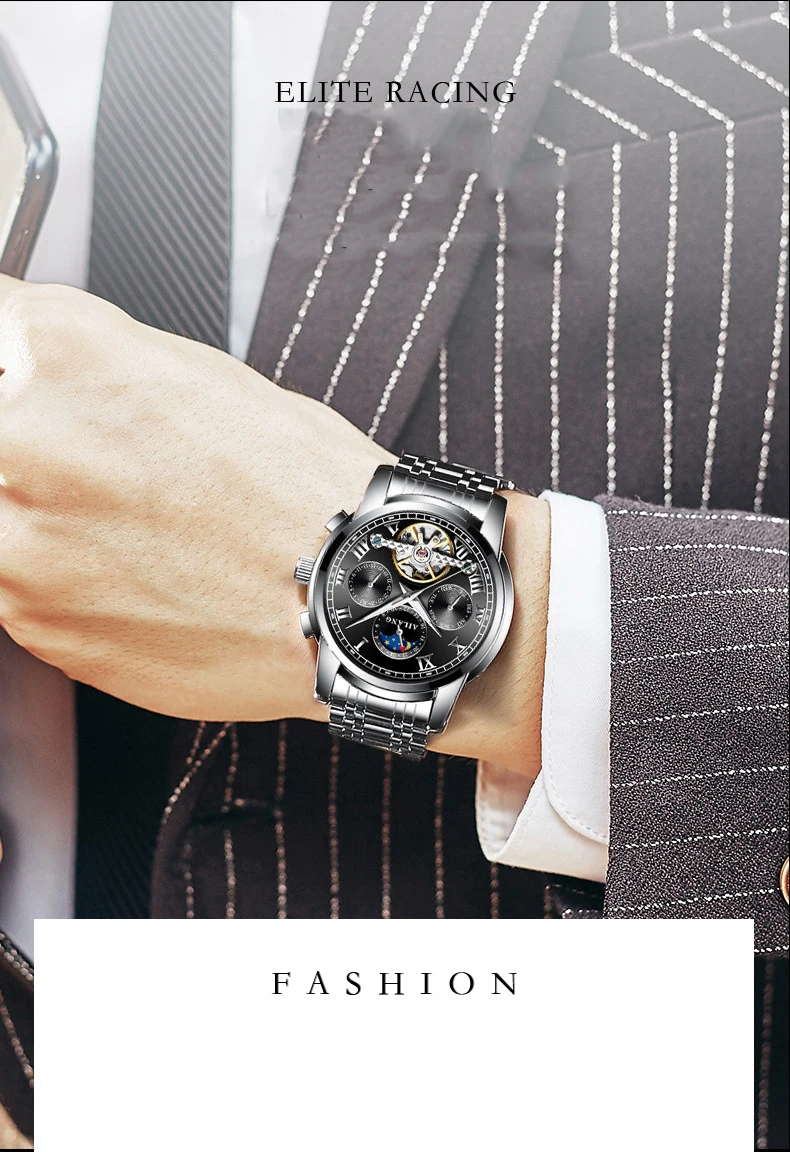 AILANG original marke männer automatische uhr top luxus stahl uhr business mann mode mit standard uhr mechanische männliche 2019 – Detail 11