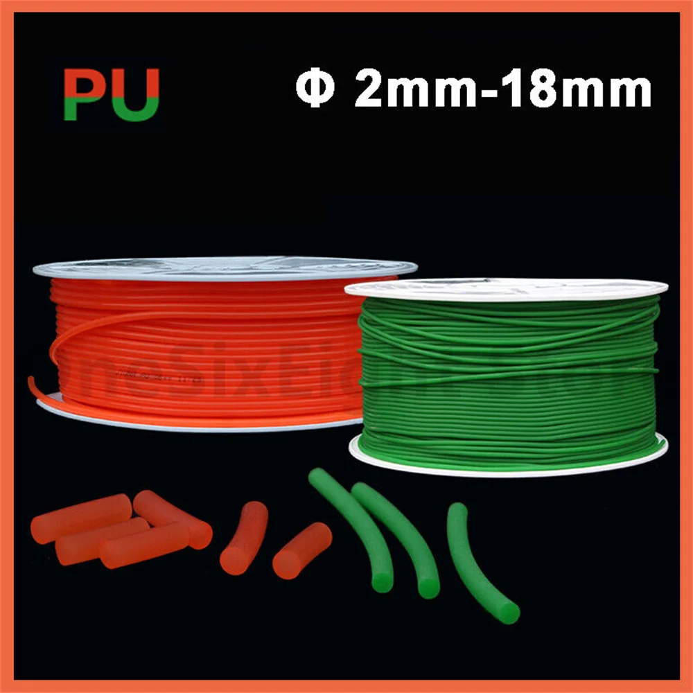 Round Polyurethane Drive Belting PU Conveyor Belts Strip Dia 2mm-18mm Red Green