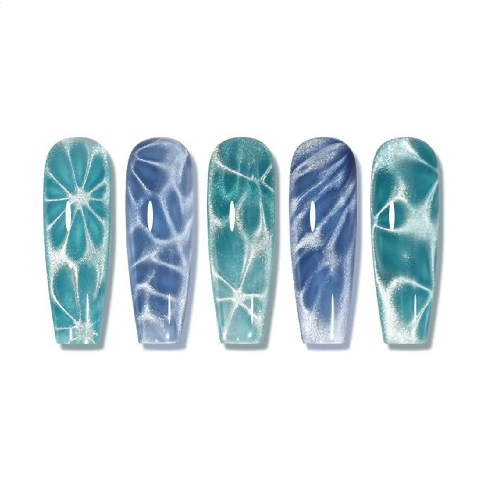 20pcs Water Ripple Cat Eyes Magnet Beads Ocean Style Magnetic Round Ball Nail Gel Polish 3D Strip Effect Manicure Art Tools