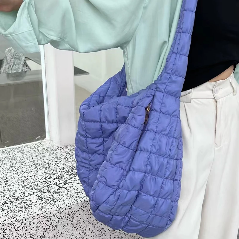 Casual Padded Big Tote for Women Pleated Large Handbag Fashion Shoulder  Crossbody Bags Female High Quality Underarm Bag Purses