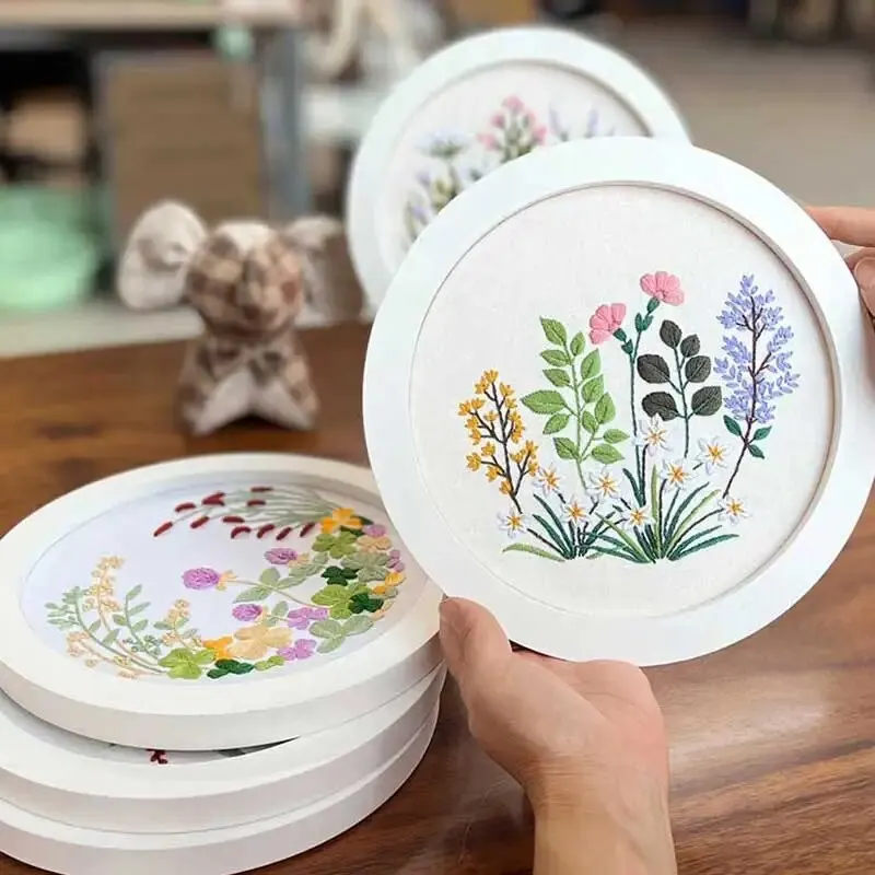 Embroidery Diy Material Package Kit Flower Pattern Cross Stitch Table Painting Hanging Picture With Hoop embroidery kits