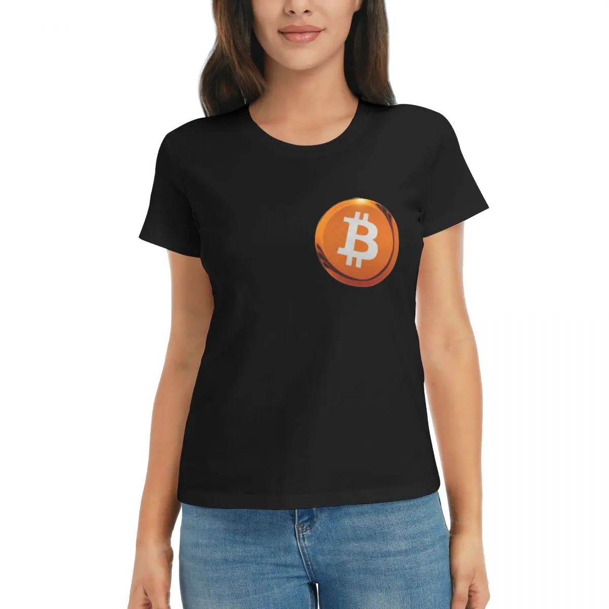 

Bitcoin Button Funny bitcoin Movement Vintage Black Top tee Leisure USA Size
