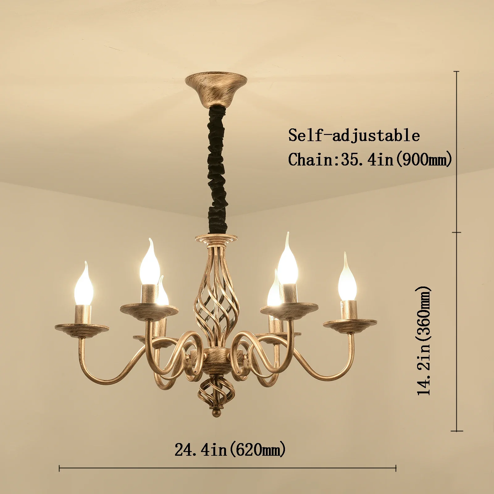 

Ganeed Nordic Chandelier 6-8-Lights Bronze Pendant Lights Adjustable Hanging Lamp French Country Chandelier For Living Room