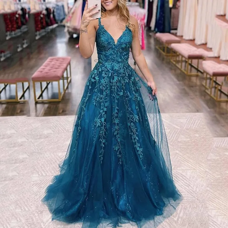 

Платье GUXQD ТРАПЕЦИЕВИДНОЕ из фатина на тонких бретелях, бальное платье для выпускного вечера, вечеринки, дня рождения