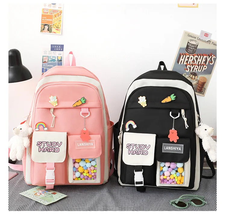 Nylon Packback Bags Women Bag Set with Pencil Bag Lunch Box Backbag 2022 New Student Shoulder Bag for School stylish eco friendly backpacks