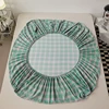 Cotton Fitted Sheet Soild Color with Elastic Band Non Slip Adjustable Mattress Cover Soft Comfortable for Double King Queen Size 4