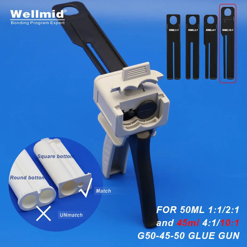 AB Glue Gun 1:1 1:2 50ml and 4:1 10:1 45ml Epoxy Glue Square Base Cartridge Manual Mixing Dispensing Dispenser Araldite Gun,epoxy adhesive dispensing gun