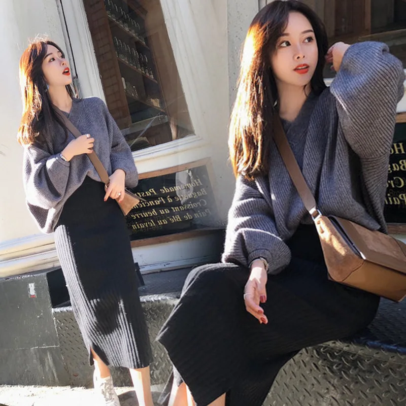 Autumn And Winter Pregnant Women Knitted Skirts During Pregnancy Fashionable Belly Pack Hips Outer Wear Slit One-step Skirt