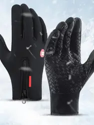 Men'S And Women'S New Winter Outdoor Riding Plus Velvet Cold-Proof Touch-Screen Warmth Thickened Sports Gloves