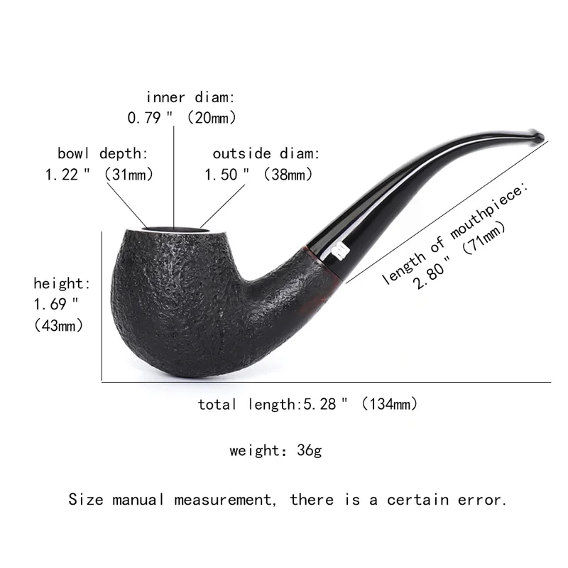brair  wood tobacco pipe Classic curved handle pipe Hand-carved design Rainbow series pipe 9mm pipe channel Solid wood pipe gift 5