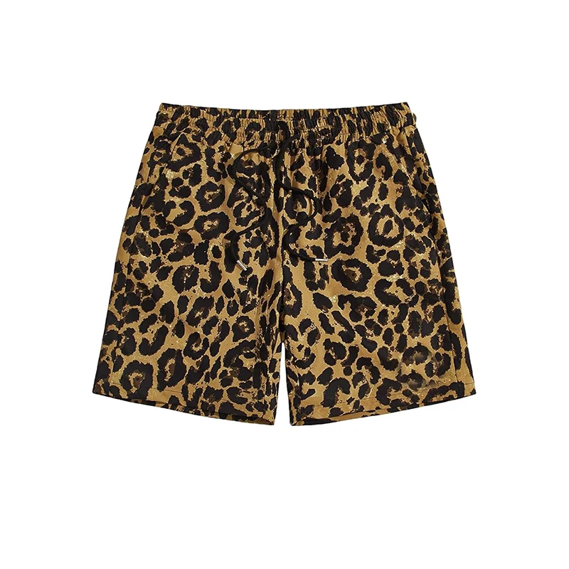 Leopard Print Beach Shorts for Men Women Surfing Swimwear