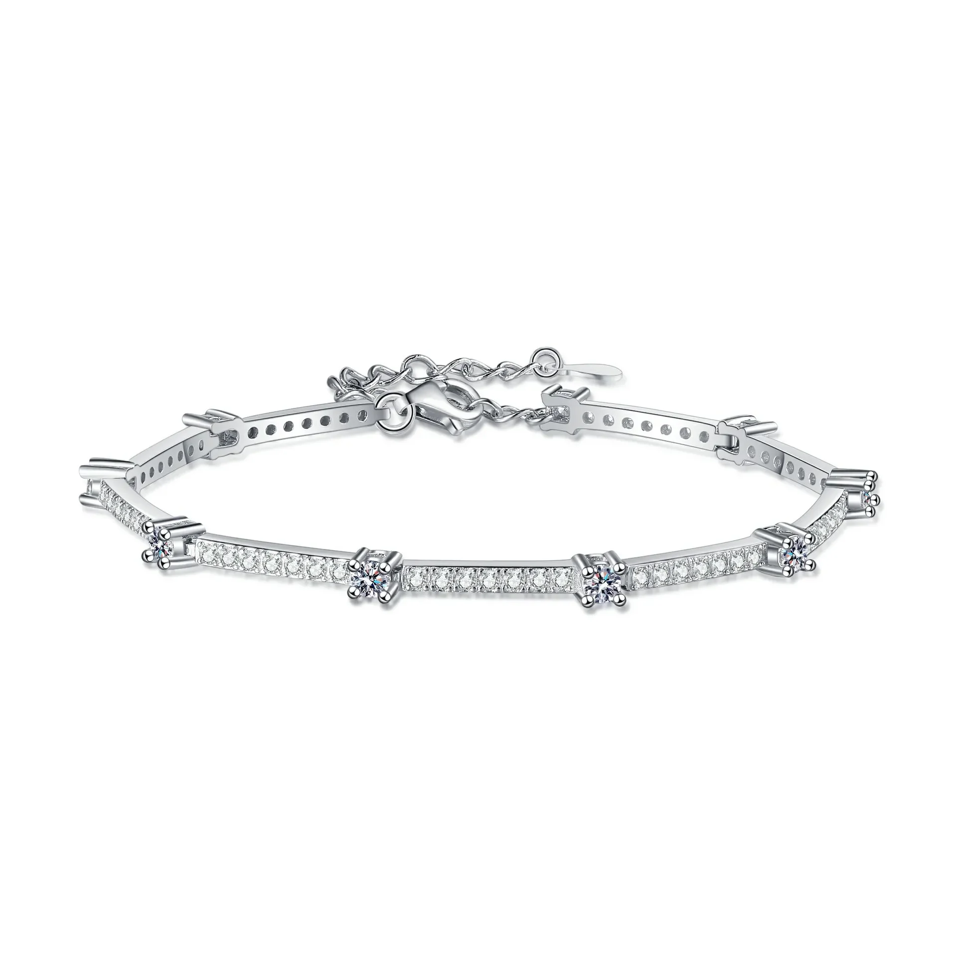 Pulsera de moissanita de oro blanco para mujer, Joyería de diamantes de mano, temperamento de nicho, regalo del Día de San Valentín para novias, 18K, 1,67 CT