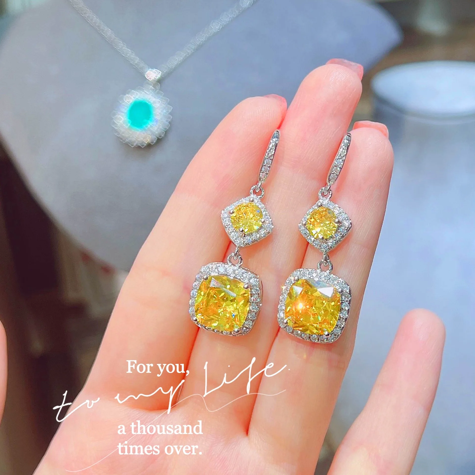 

100% 925 Sterling Silver Topaz Gemstone Earring for Women Aros Mujer Oreja Yellow Topaz Gemstone Jewelry Drop Earring Females