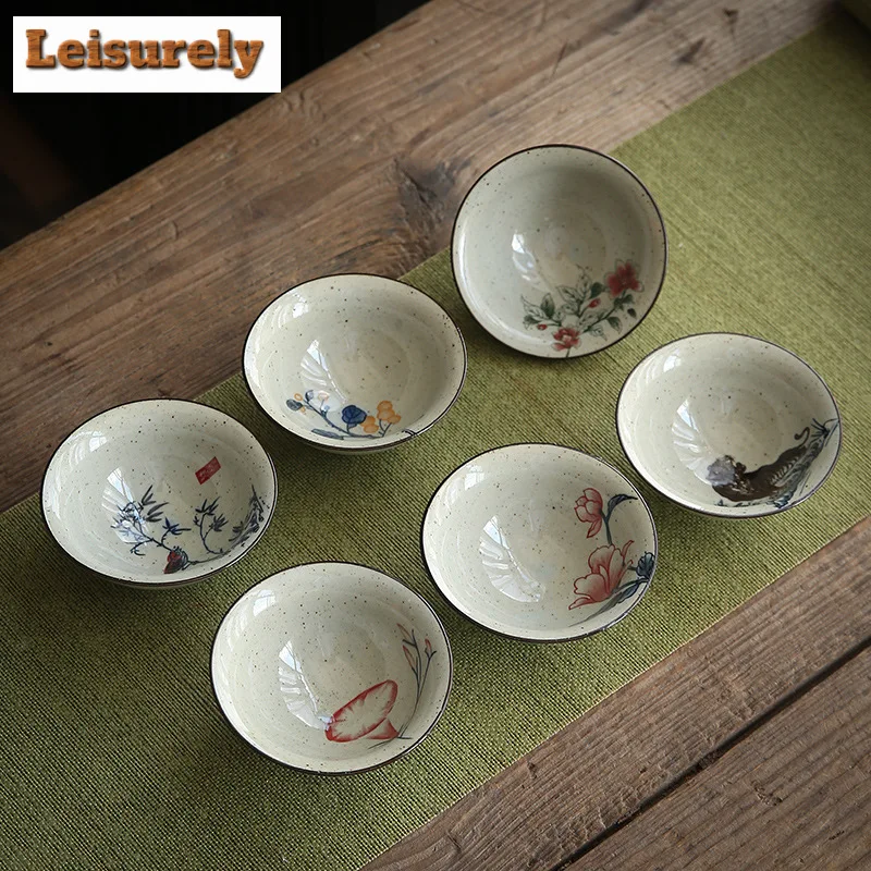 1 PCS Handmade Cone Cup Antique Plant Ash Porcelain Teacup Travel Ceramic Tea Bowl Anti Scaling Retro Meditation Cup Teaset 70ml