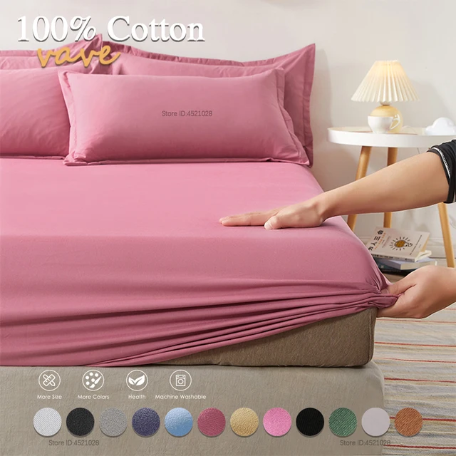 Drap-housse en coton pleine taille avec bandes élastiques, couvre-matelas réglable, couvre-lit pour lit simple, Double, King, Queen 1