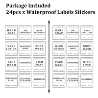 24 PCS Bathroom Labels Sticker Lotion Label Sticker Waterproof Shampoo Conditioner Body Wash Shower Soap Dispenser Labels 1