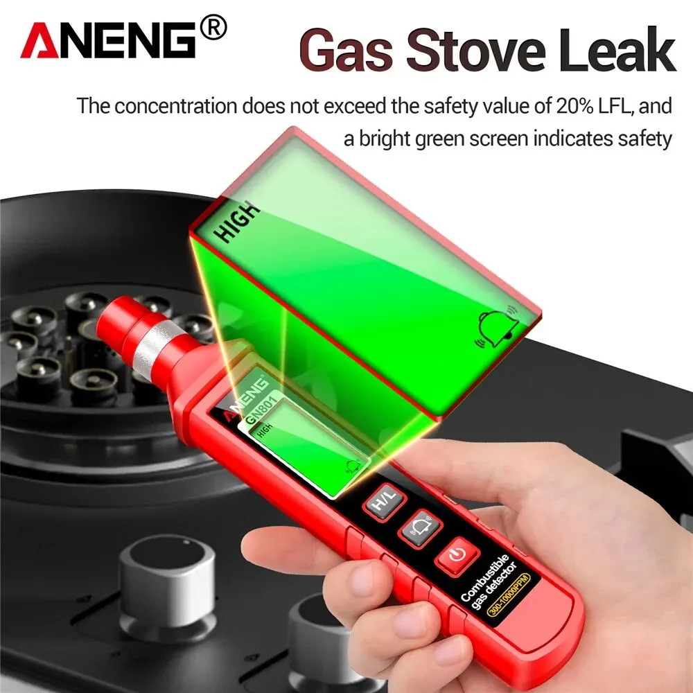 ANENG GN801 가스 감지 반도체 감지기 30010000PPM 가스 누출 분석기 가연성 측정기 환경 테스트 센서 도구