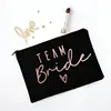 Team Bride  Printed Love Logo Women Makeup Pouch Bridesmaid Pocket Lipstick Makeup Brush Bag Large Capacity Wash Bag for Wedding 4