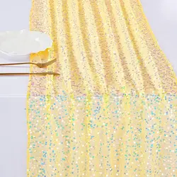Iridescent Glitter Sequin Table Runner - Elegant Decor for Celebrations and Gatherings (Yellow)