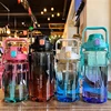 1.5/2 liter Water Bottle Portable Plastic Sports Bottle With Straw Strap Large Tumbler Gym Travel Juice Drinking Bottle BPA Free 6