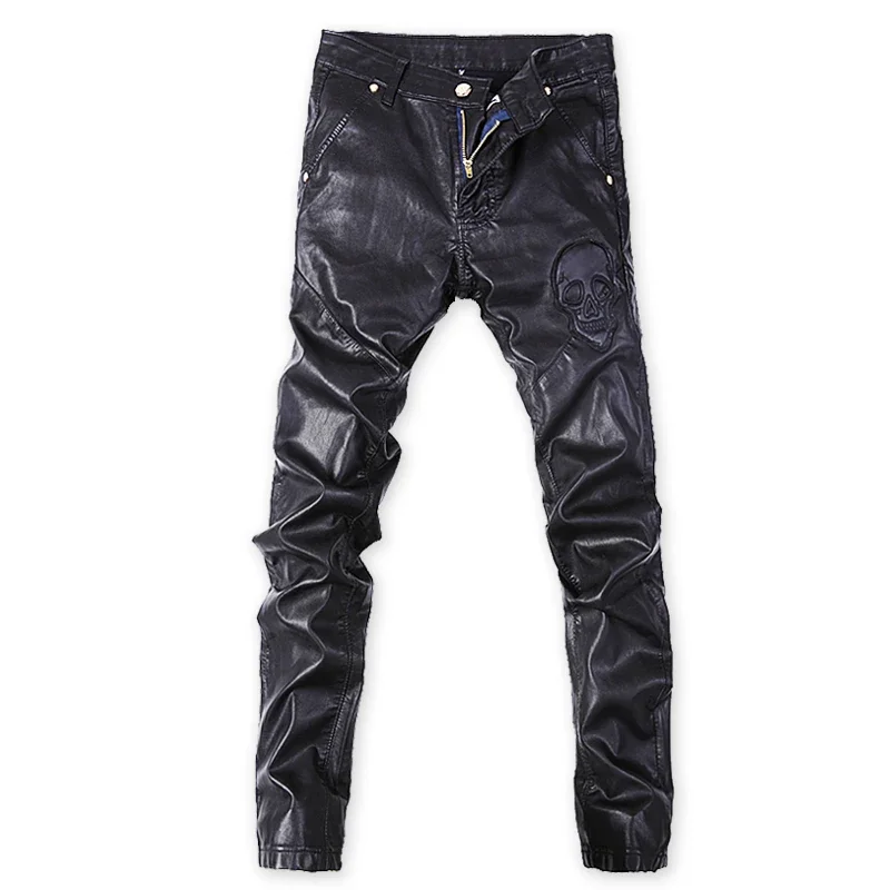 Men's Pu Leather Skinny Pants men trousers,leather pants,skinny pants