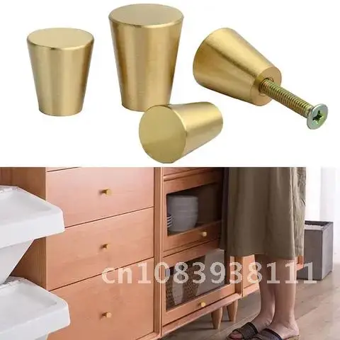 

Copper Cone Handle Dressing Table Bookcase Full Brass Pull Cabinet Closet Door Drawer Single Hole Small Furniture Knob