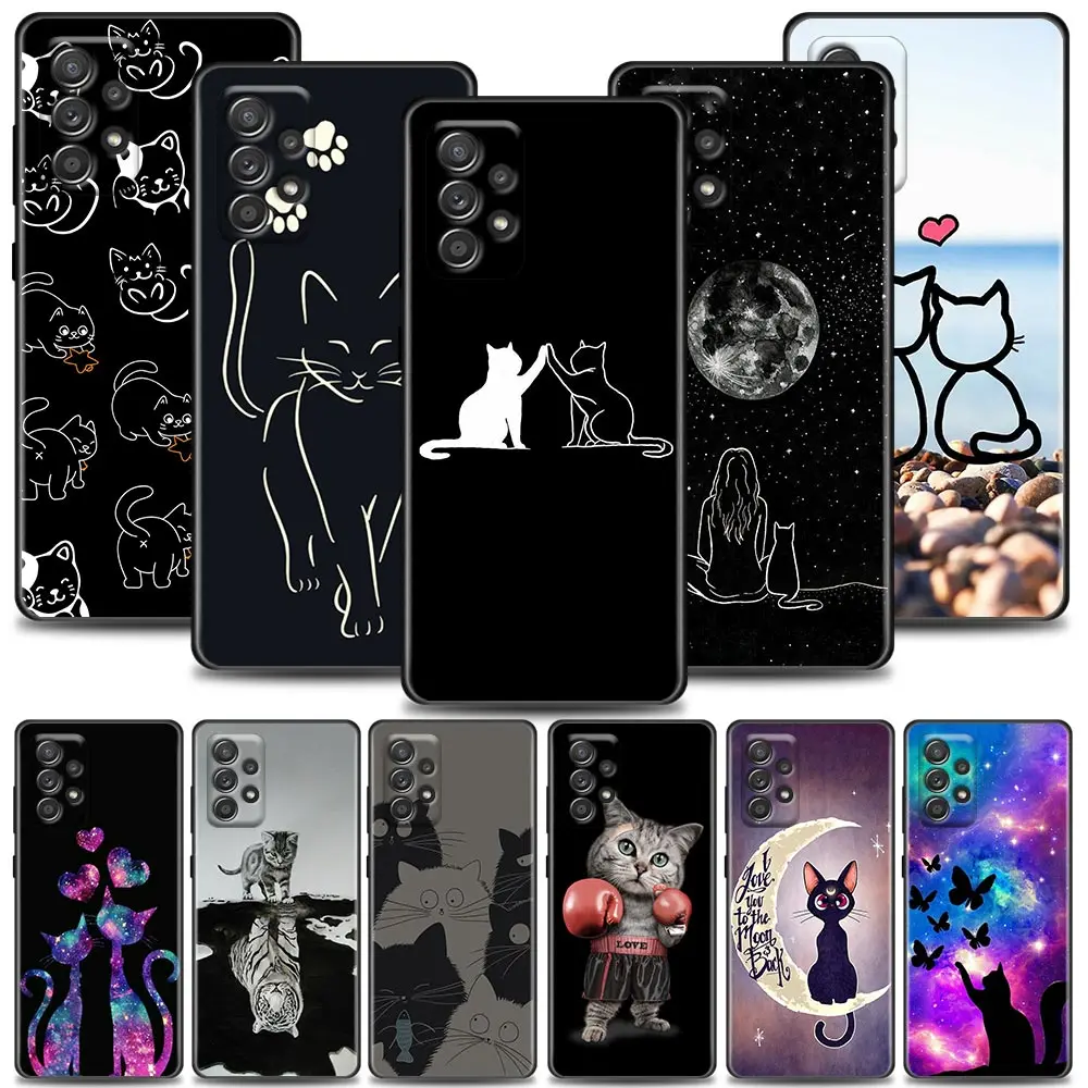

Funny Cute Cat Phone Case For Samsung Galaxy A72 A52 A42 A32 A22 A21s A04s A13 A02 A51 A71 A54 A31 A11 A14 A53 Cover Soft Cases