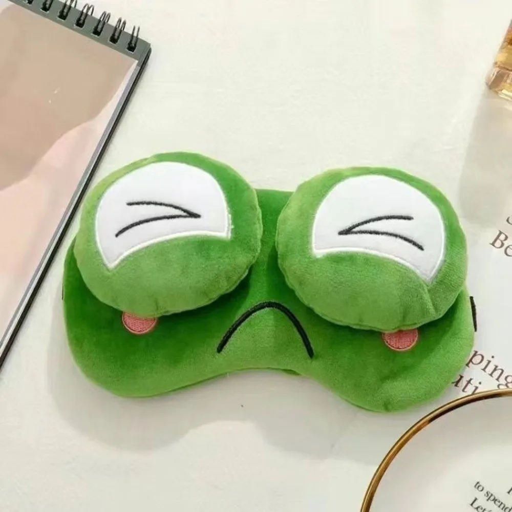 Lovely Cartoon Frog Sleep Eye Mask Skin-friendly Breathable Shading Sleep Mask Green Big Eyes Sleeping Eye Cover Travel Nap