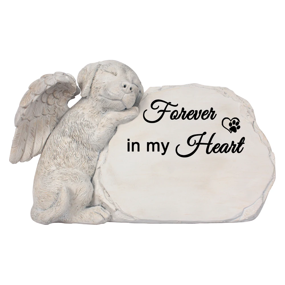 Personalized Pet Dog Memorial Stone With A Sleeping Dog Angel Statue, Grave Markers Headstone Tombstone-Forever in My Hearts