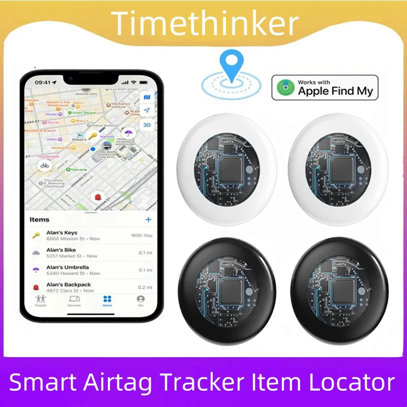 Timethinker Bluetooth GPS Tracker Smart Tag Airtag Work with Apple Find My APP ITag Locator Air Tags Pet Key Finder for iOS gps locator