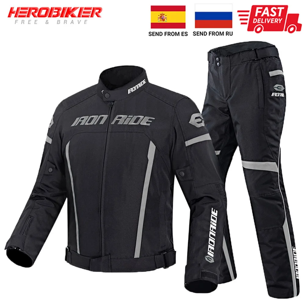 Motorcycle Jackets Suit Waterproof Motorcross Pants Moto Jacket With Protective Gear Windproof Riding Racing Motorbike Clothing