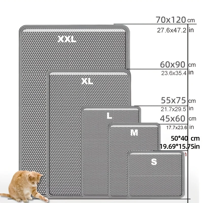 Heavy-Duty 2-in-1 EVA Cat Litter Mat With Odor-Resistant Non-Slip Surface Durable Compatible With Litter Trays/Boxes_voghion.com
