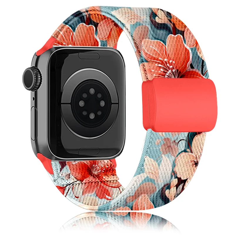 Floral Print Stretchy Nylon Watch Band