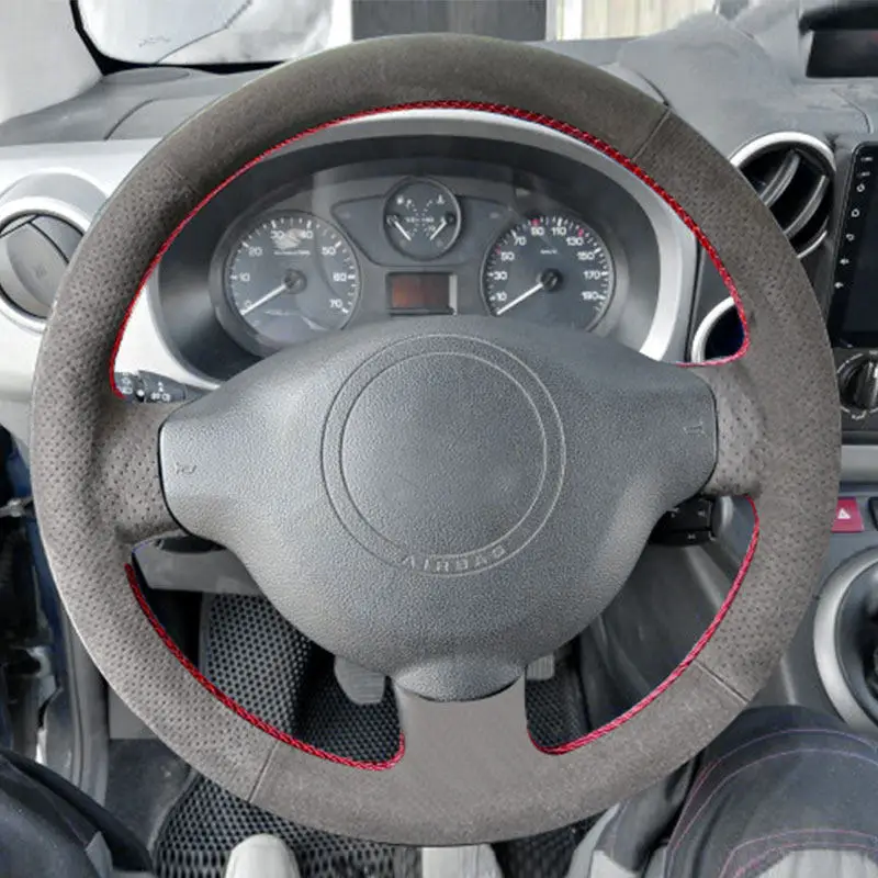 

Замшевый перфорированный кожаный чехол для Peugeot 207 Expert Partner Citroen Berlingo Jumpy Toyota Proace чехол рулевого колеса автомобиля Trim