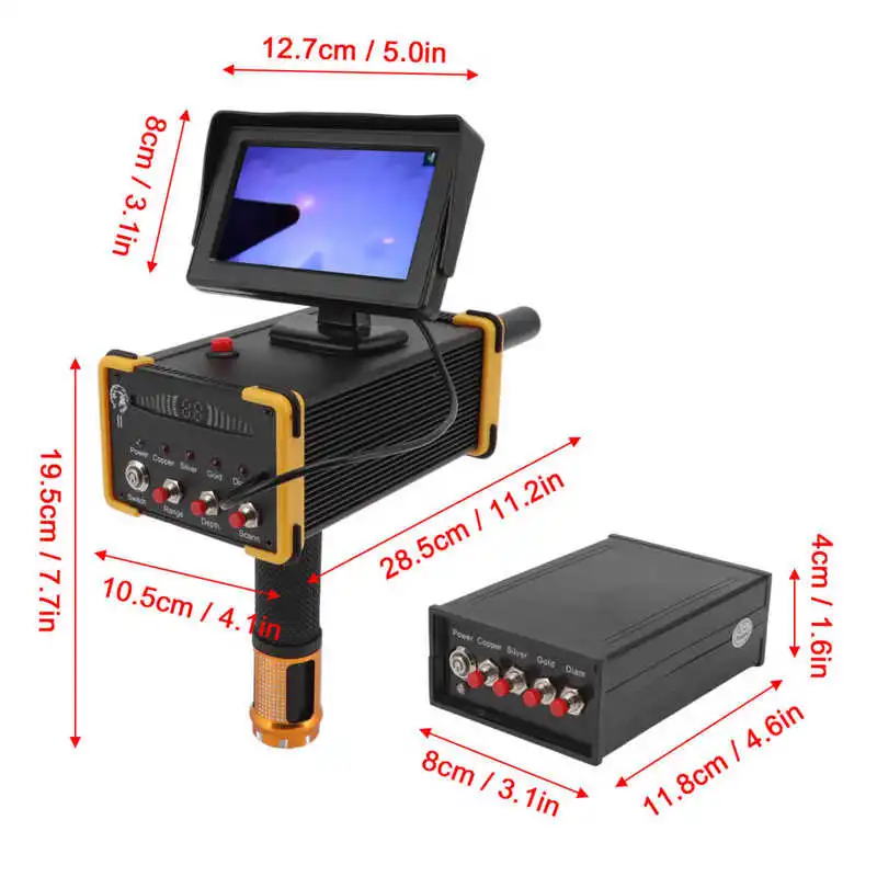 15m Deep Metal Detector Gold Finder Metal Scanner Device Search Range 1000m with GR8000 Screen Yellow
