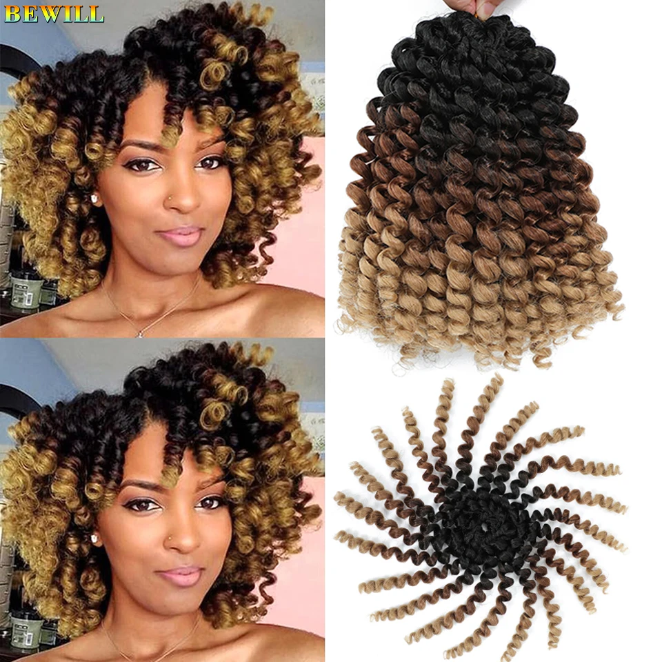Wand Curl Crochet Braids Hair Jamaican Bounce Wand Curls Crochet Hair 8 Inch Synthetic Afro Crochet Braid Hair For Black Women 3