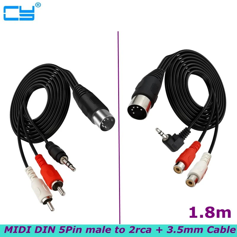 

1.8m MIDI DIN 5pin Male To 2 RCA Male/Female /3.5mm 3Pole Male Audio Cable Used In Audio Equipment Cable