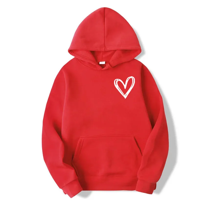 Hirsionsan Simplic Heart Print Women Sweatshirt Soft Casual Loose Vintage Female Hoodies Winter Warm Fleece Student Tops casual hoodie