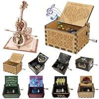 Hand Cranked Musical Box Wooden Vintage Musical Boxes Creative Engraved Music Boxes Children New Year Birthday Gift 2