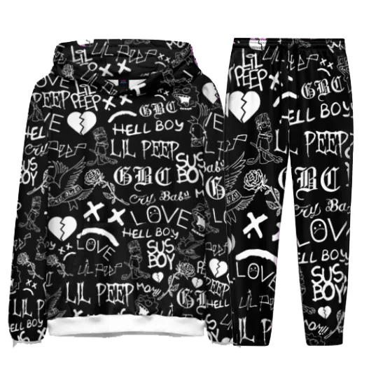 Rapper Lil Peep 3D Print Hoodies Pants Suit Men Women Hip Hop Tracksuit 2pcs Set Oversized Jogger Outfits Fashion Men's Clothing 5