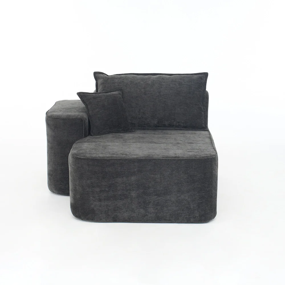 1-Sitzer/2-Sitzer Modernes Sofa mit Kissen & Seitentaschen, Chenille-Sofa, Ohne Montage, Wohnzimmer Komfortables Weiches Sofa – Detail 9
