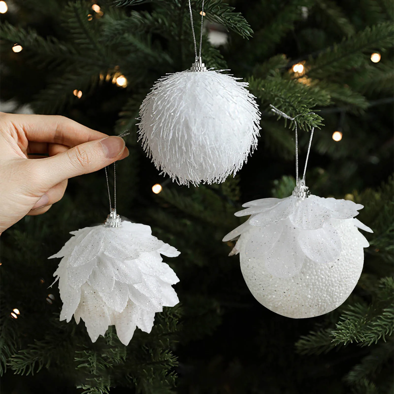 Foam Christmas White Petal Decoration Sticky Powder Christmas Tree 3d Pendant Layout Accessories Beads For Doorways For Girls