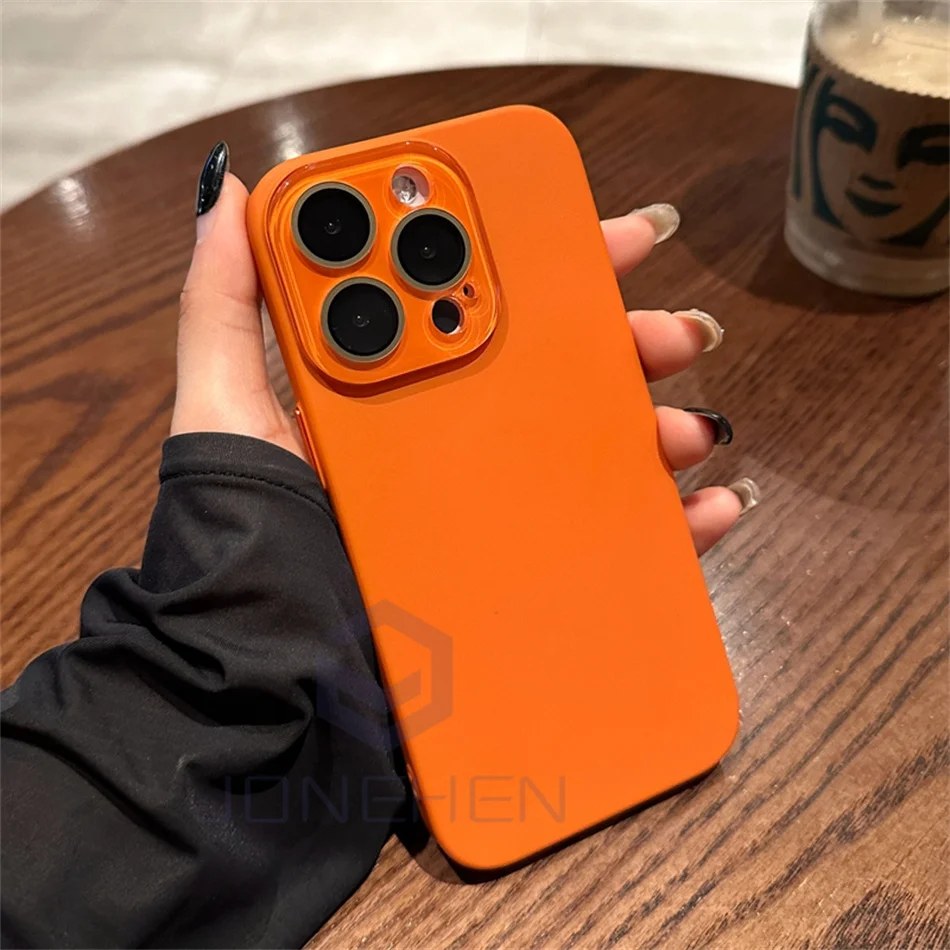 Luxury Crystal Lens Glass Protection Slim Matte Shockproof Case - Solid Color, Hard PC Cover