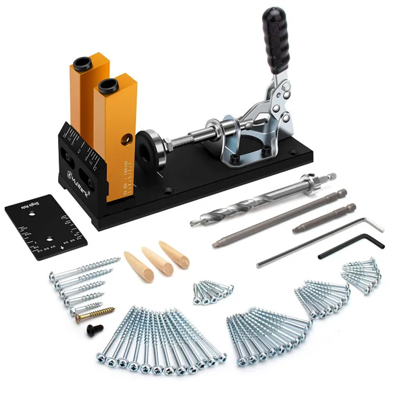 

Woodworking Oblique Hole Locator Pocket Hole Jig Kit Drill Bits Inclined Hole Locator Drill Hole Puncher DIY Carpentry Tools