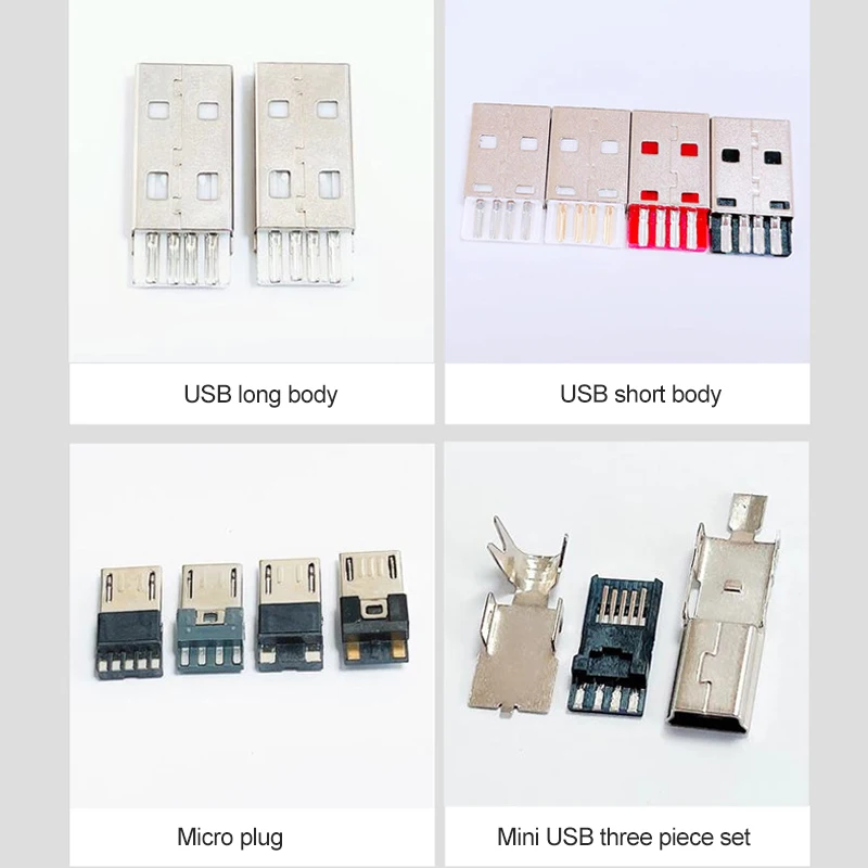 

100Pcs Micro USB2.0 48H Welding Type Male Plug Connector MicroUSB Data Cable Interface Accessories Repair Charging Plugs 4 in 1