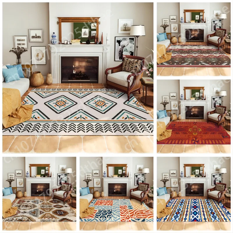 

Pastoral Bohemian Luxury Carpet for Home Decoration Doormat Large Mat Plush Non-slip Mechanical Washable Chair Sofa Bedside Rug