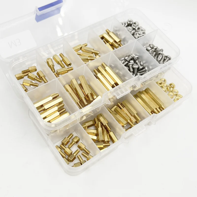 Male Female Hex Brass Standoff Spacer Kit M2M2.5 M3 M4 Brass Round Standoff with 304 Screw and Hex Nut pcb motherboard standoff