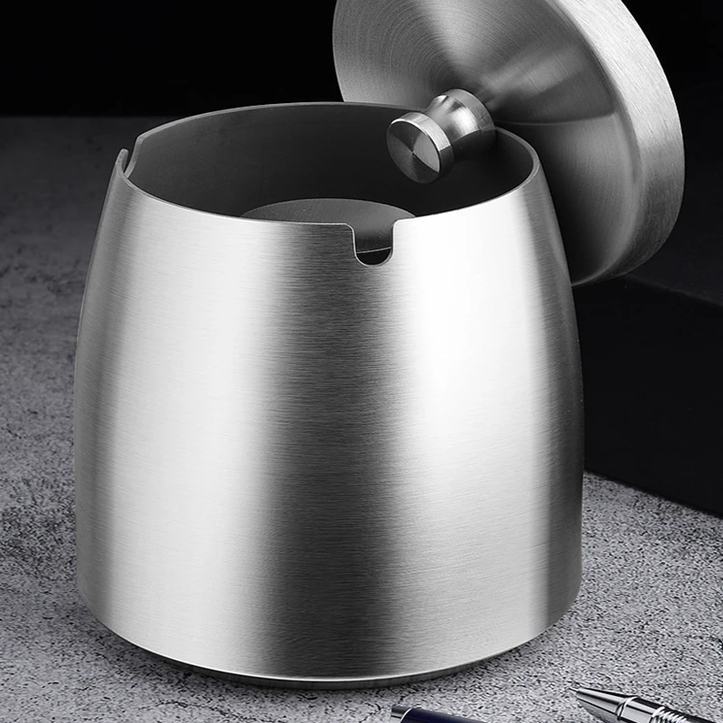 Titanium-plated Stainless Steel Ashtray 1PC Car Interior Ash Waste Receptacle with Lid Thicker and Taller Anti-fly Car Ashtray Car Ashtray